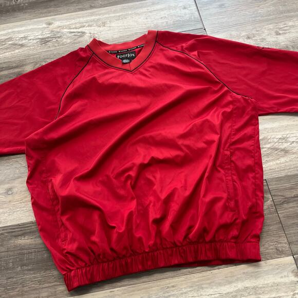 Footjoy Windbreaker Red Mens L Short Sleeve V-Neck  Sporty‎ Golf Jacket Light - Picture 2 of 8